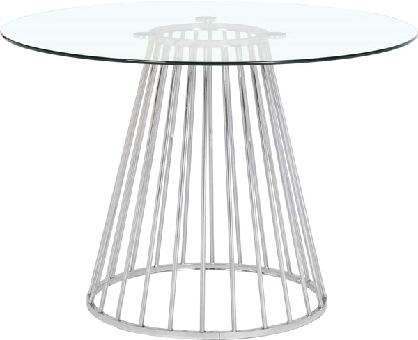 Gio Glass / Stainless Steel Contemporary Chrome Dining Table - 48" W x 48" D x 30" H
