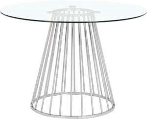 Gio Glass / Stainless Steel Contemporary Chrome Dining Table - 48" W x 48" D x 30" H