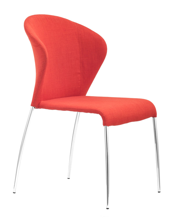 Zuo Modern Oulu 100% Polyester, Steel Modern Commercial Grade Dining Chair Set - Set of 4 Tangerine, Chrome 100% Polyester, Steel