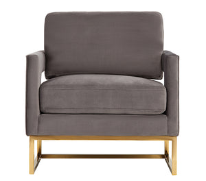 VIG Furniture Modrest Edna Modern Grey Velvet & Gold Accent Chair VGRH-RHS-AC-201-GRY