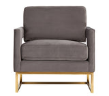 VIG Furniture Modrest Edna Modern Grey Velvet & Gold Accent Chair VGRH-RHS-AC-201-GRY