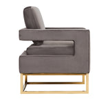 VIG Furniture Modrest Edna Modern Grey Velvet & Gold Accent Chair VGRH-RHS-AC-201-GRY