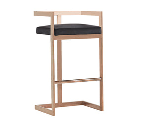 VIG Furniture Modrest Halifax Modern Black Velvet & Rosegold Bar Stool VGRH-RHS-DC-212-BLK