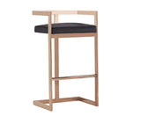 Modrest Halifax Modern Black Velvet & Rosegold Bar Stool