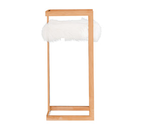 VIG Furniture Modrest Halifax Modern White Faux Fur & Rosegold Bar Stool VGRH-RHS-DC-212-WHT