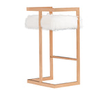 VIG Furniture Modrest Halifax Modern White Faux Fur & Rosegold Bar Stool VGRH-RHS-DC-212-WHT