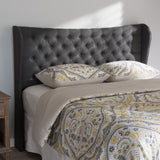 Baxton Studio Cadence Modern and Contemporary Dark Grey Fabric Button-Tufted Full Size Winged Headboard