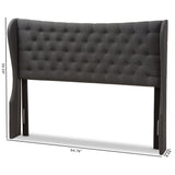 Baxton Studio Cadence Modern and Contemporary Dark Grey Fabric Button-Tufted King Size Winged Headboard