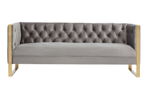 VIG Furniture Divani Casa Carlos Modern Grey Velvet & Gold Sofa VGRH-SF-311-T-GRY