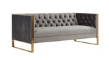 VIG Furniture Divani Casa Carlos Modern Grey Velvet & Gold Sofa VGRH-SF-311-T-GRY