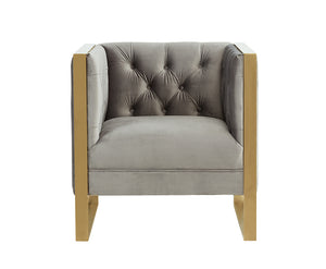 VIG Furniture Divani Casa Carlos Modern Grey Velvet & Gold Accent Chair VGRH-AC-311-GRY