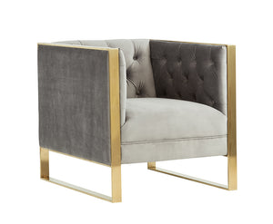 VIG Furniture Divani Casa Carlos Modern Grey Velvet & Gold Accent Chair VGRH-AC-311-GRY