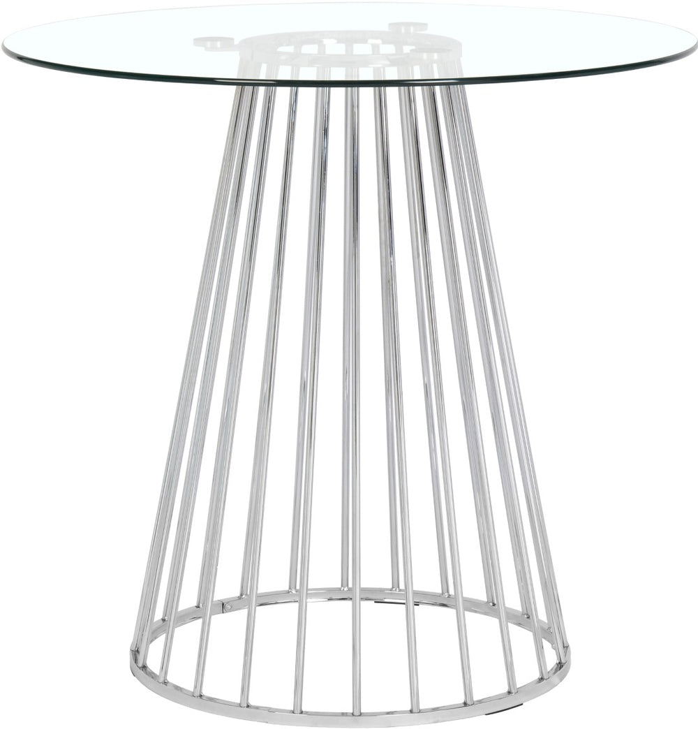 Gio Glass / Stainless Steel Contemporary Chrome Counter Height Table - 40" W x 40" D x 37" H