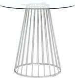 Gio Glass / Stainless Steel Contemporary Chrome Counter Height Table - 40" W x 40" D x 37" H