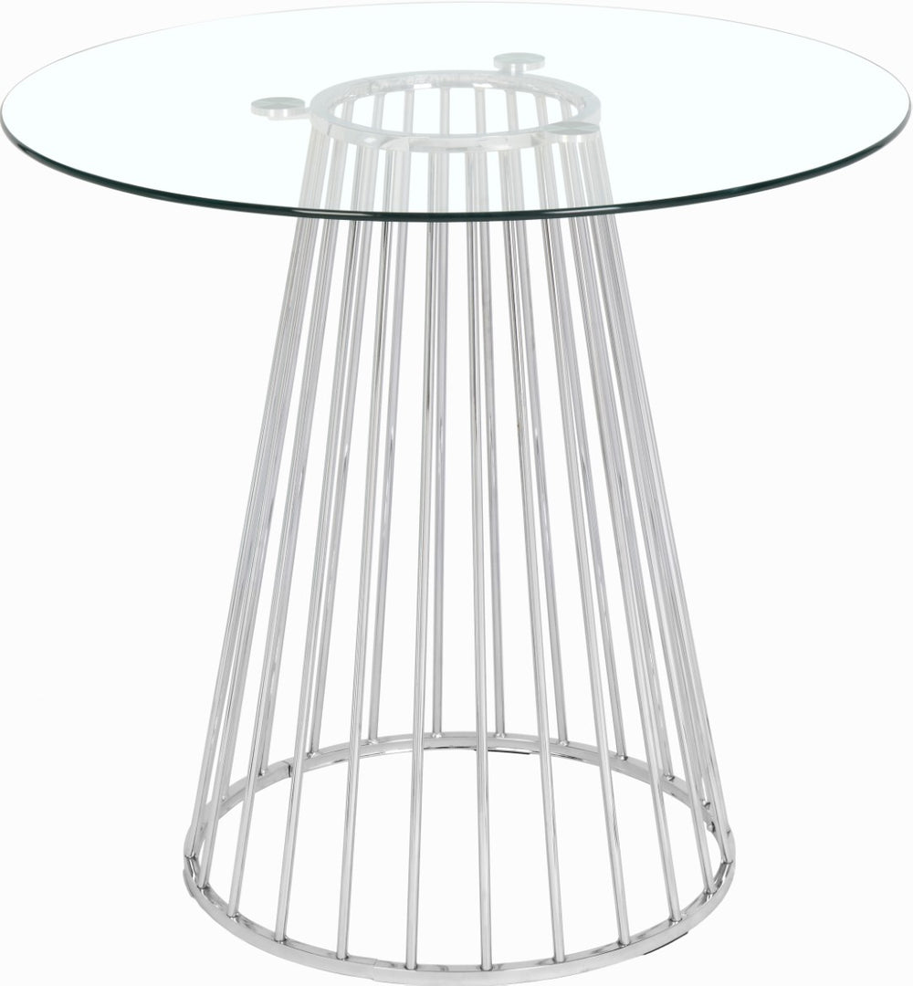 Gio Glass / Stainless Steel Contemporary Chrome Counter Height Table - 40" W x 40" D x 37" H