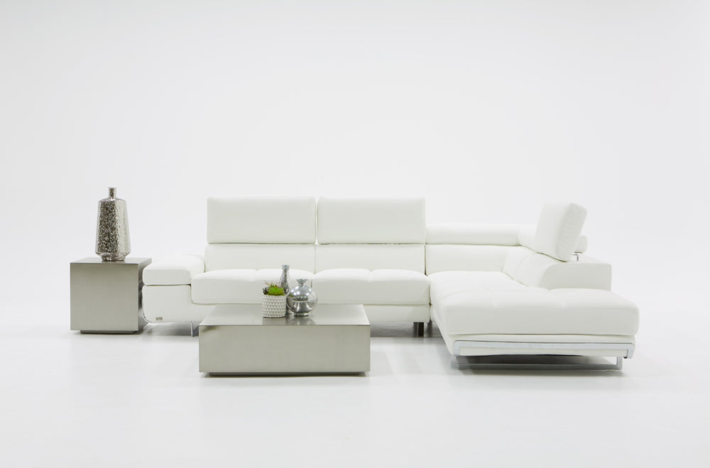 VIG Furniture Divani Casa Myst Mini - Modern White Eco-Leather Right Facing Sectional Sofa VGKNK8317-ECO-WHT