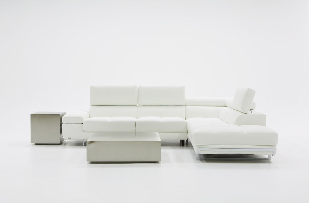 VIG Furniture Divani Casa Myst Mini - Modern White Eco-Leather Right Facing Sectional Sofa VGKNK8317-ECO-WHT