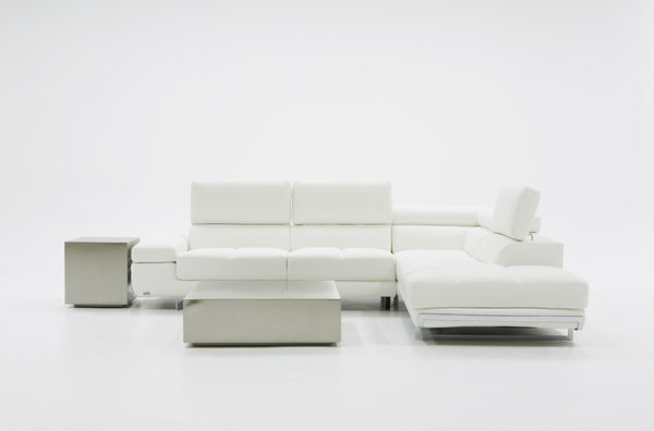 VIG Furniture Divani Casa Myst Mini - Modern White Eco-Leather Right Facing Sectional Sofa VGKNK8317-ECO-WHT