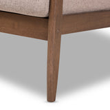 Baxton Studio Venza Mid-Century Modern Walnut Wood Light Brown Fabric Upholstered Lounge Chair