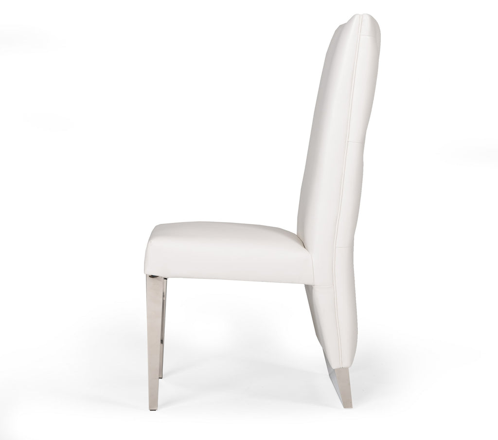 VIG Furniture Modrest Kilson Modern White Leatherette & Stainless Steel Dining Chair (Set of 2) VGVCB1819-WHT