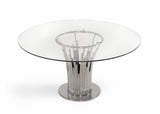 VIG Furniture Modrest Paxton - Modern Round Glass & Stainless Steel Dining Table VGVC-T817-RND