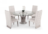 VIG Furniture Modrest Paxton - Modern Round Glass & Stainless Steel Dining Table VGVC-T817-RND