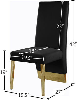 Porsha Velvet / Engineered Wood / Metal / Foam Contemporary Black Velvet Dining Chair - 19.5" W x 27" D x 42" H