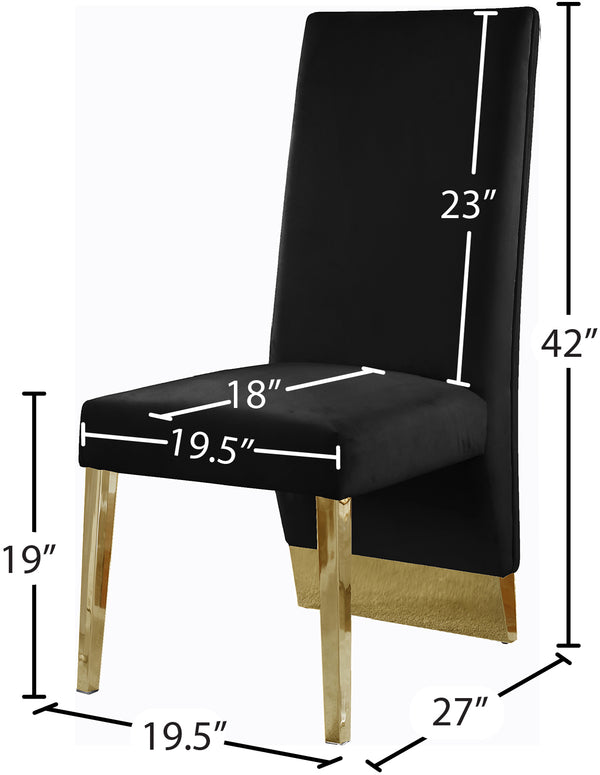 Porsha Velvet / Engineered Wood / Metal / Foam Contemporary Black Velvet Dining Chair - 19.5" W x 27" D x 42" H
