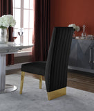 Porsha Velvet / Engineered Wood / Metal / Foam Contemporary Black Velvet Dining Chair - 19.5" W x 27" D x 42" H