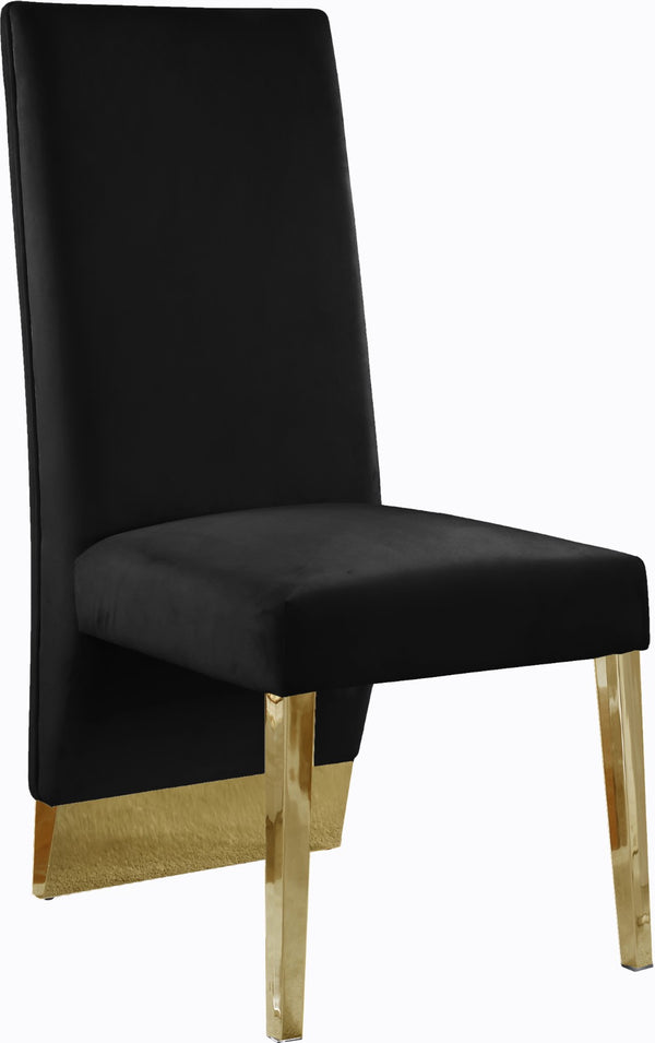 Porsha Velvet / Engineered Wood / Metal / Foam Contemporary Black Velvet Dining Chair - 19.5" W x 27" D x 42" H
