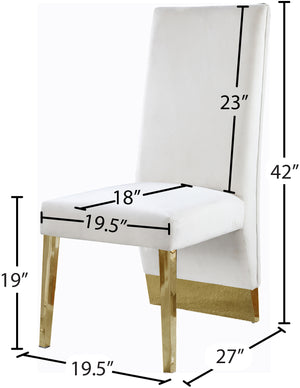 Porsha Velvet / Engineered Wood / Metal / Foam Contemporary Cream Velvet Dining Chair - 19.5" W x 27" D x 42" H