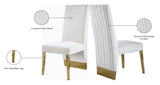 Porsha Velvet / Engineered Wood / Metal / Foam Contemporary Cream Velvet Dining Chair - 19.5" W x 27" D x 42" H
