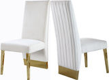 Porsha Velvet / Engineered Wood / Metal / Foam Contemporary Cream Velvet Dining Chair - 19.5" W x 27" D x 42" H
