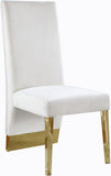 Porsha Velvet / Engineered Wood / Metal / Foam Contemporary Cream Velvet Dining Chair - 19.5" W x 27" D x 42" H