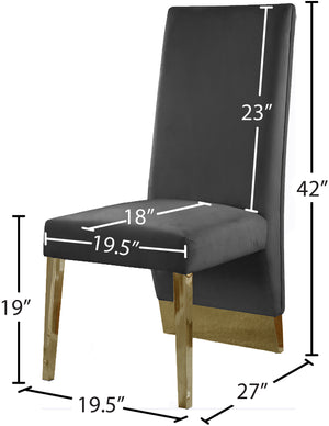 Porsha Velvet / Engineered Wood / Metal / Foam Contemporary Grey Velvet Dining Chair - 19.5" W x 27" D x 42" H