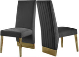 Porsha Velvet / Engineered Wood / Metal / Foam Contemporary Grey Velvet Dining Chair - 19.5" W x 27" D x 42" H