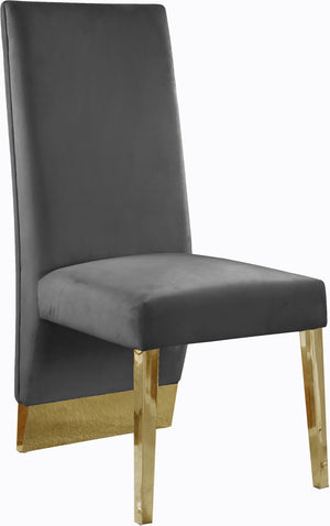 Porsha Velvet / Engineered Wood / Metal / Foam Contemporary Grey Velvet Dining Chair - 19.5" W x 27" D x 42" H