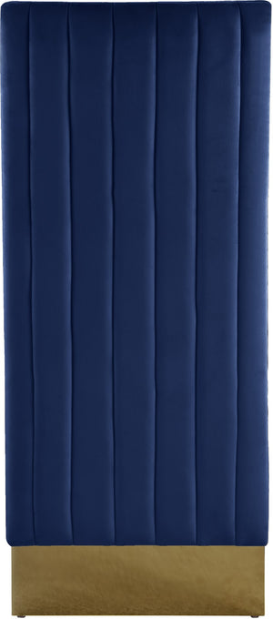 Porsha Velvet / Engineered Wood / Metal / Foam Contemporary Navy Velvet Dining Chair - 19.5" W x 27" D x 42" H