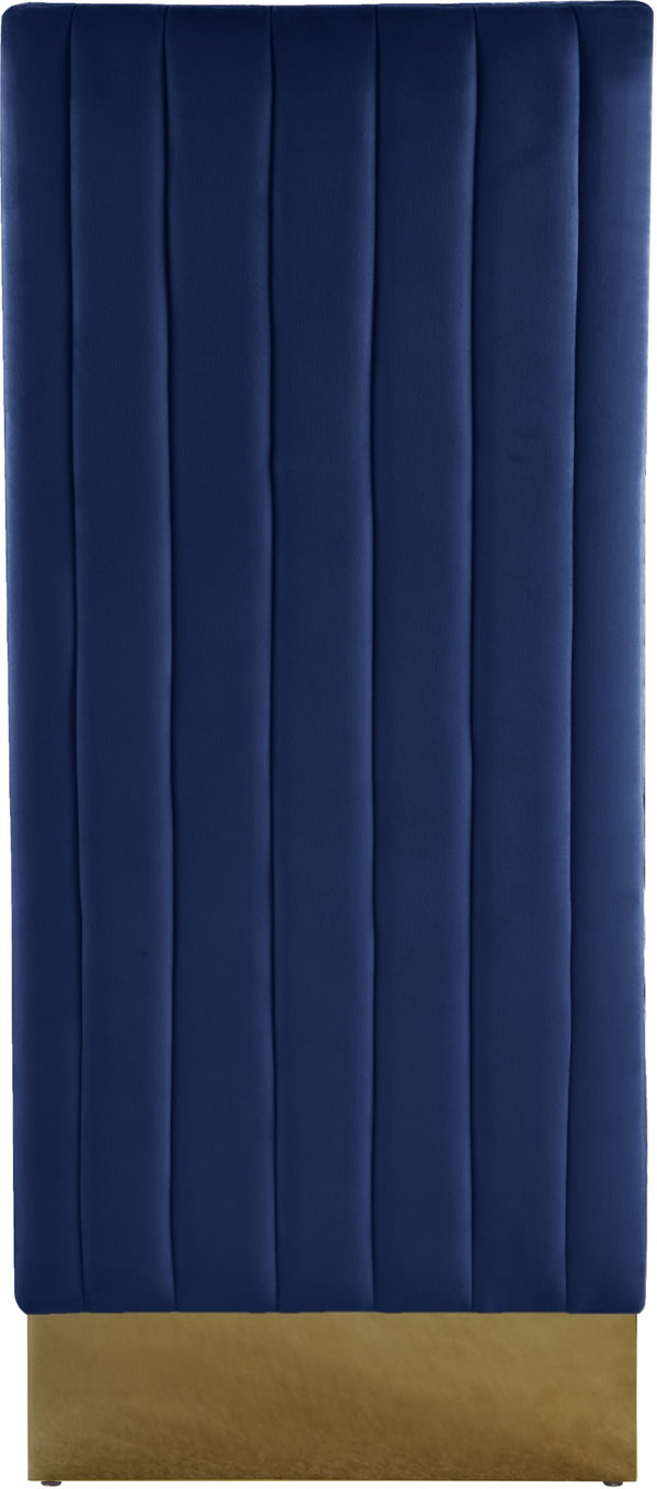 Porsha Velvet / Engineered Wood / Metal / Foam Contemporary Navy Velvet Dining Chair - 19.5" W x 27" D x 42" H