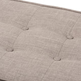 Baxton Studio Lucca Mid-Century Modern Walnut Wood Light Grey Fabric Button-Tufted Bench