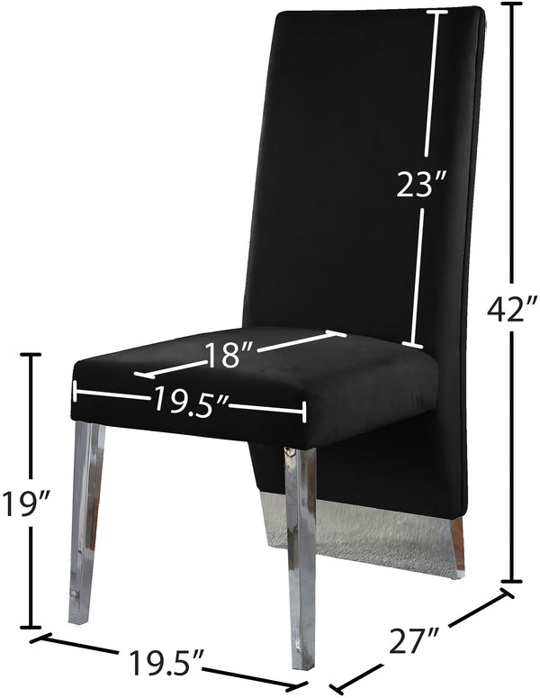 Porsha Velvet / Engineered Wood / Metal / Foam Contemporary Black Velvet Dining Chair - 19.5" W x 27" D x 42" H