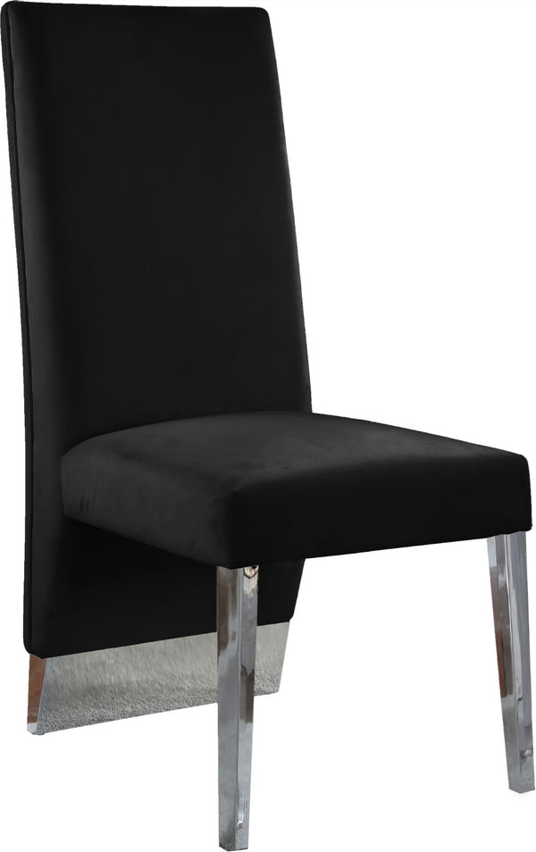 Porsha Velvet / Engineered Wood / Metal / Foam Contemporary Black Velvet Dining Chair - 19.5" W x 27" D x 42" H