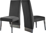 Porsha Velvet / Engineered Wood / Metal / Foam Contemporary Grey Velvet Dining Chair - 19.5" W x 27" D x 42" H