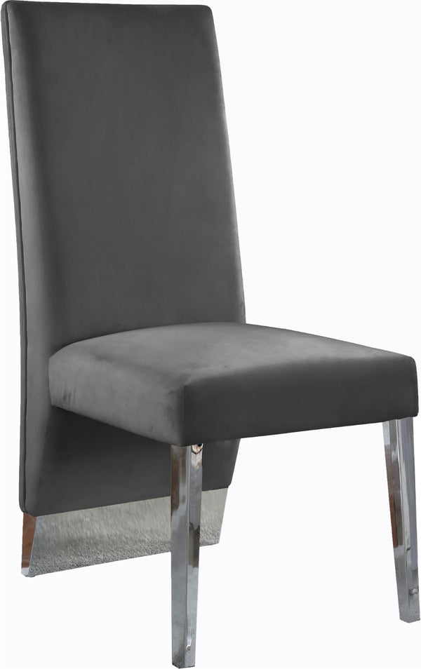 Porsha Velvet / Engineered Wood / Metal / Foam Contemporary Grey Velvet Dining Chair - 19.5" W x 27" D x 42" H