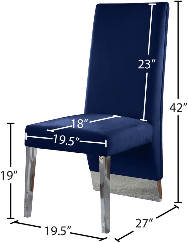 Porsha Velvet / Engineered Wood / Metal / Foam Contemporary Navy Velvet Dining Chair - 19.5" W x 27" D x 42" H