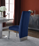 Porsha Velvet / Engineered Wood / Metal / Foam Contemporary Navy Velvet Dining Chair - 19.5" W x 27" D x 42" H