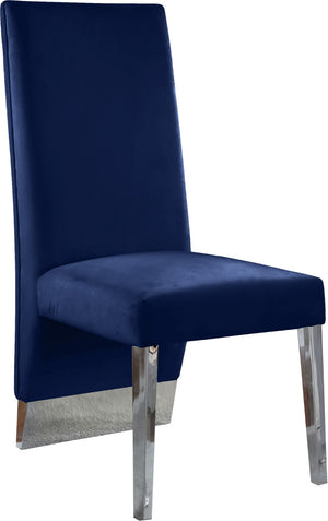 Porsha Velvet / Engineered Wood / Metal / Foam Contemporary Navy Velvet Dining Chair - 19.5" W x 27" D x 42" H