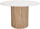 Oakhill Marble / Mango Wood Contemporary Natural Dining Table - 47" W x 47" D x 30" H