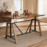 Baxton Studio Nico Rustic Industrial Metal and Distressed Wood Adjustable Height Work Table