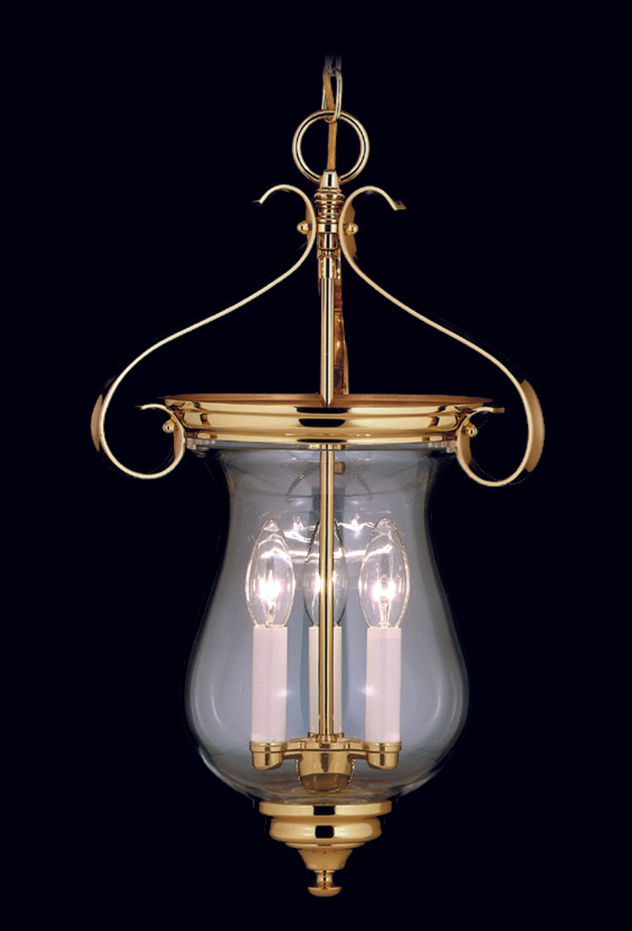 3-Light Polished Brass Jamestown Foyer Chandelier